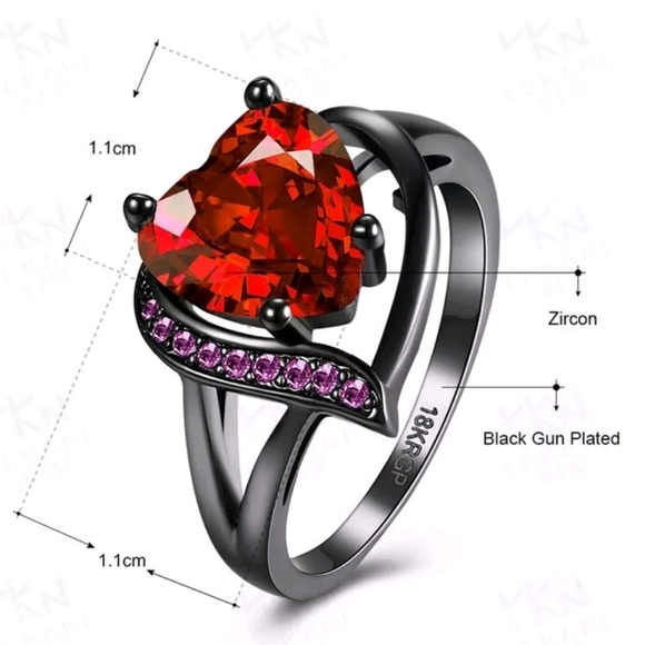 New Red Heart shaped 10kt black gold filled size 11 - Picture 4 of 4